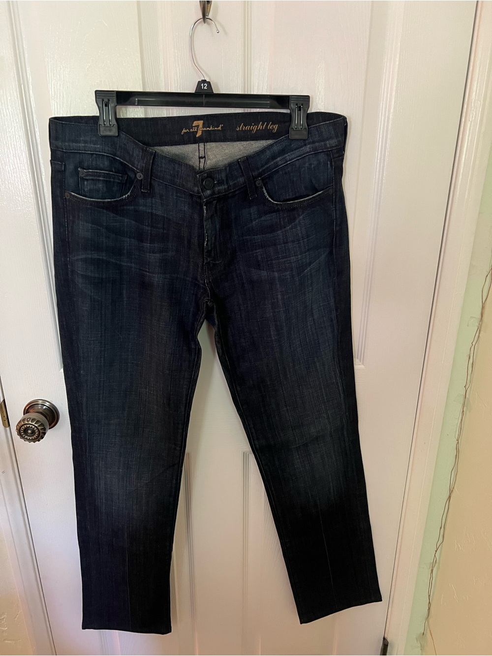 7 For All Mankind Black Straight Leg Jeans, Size 31